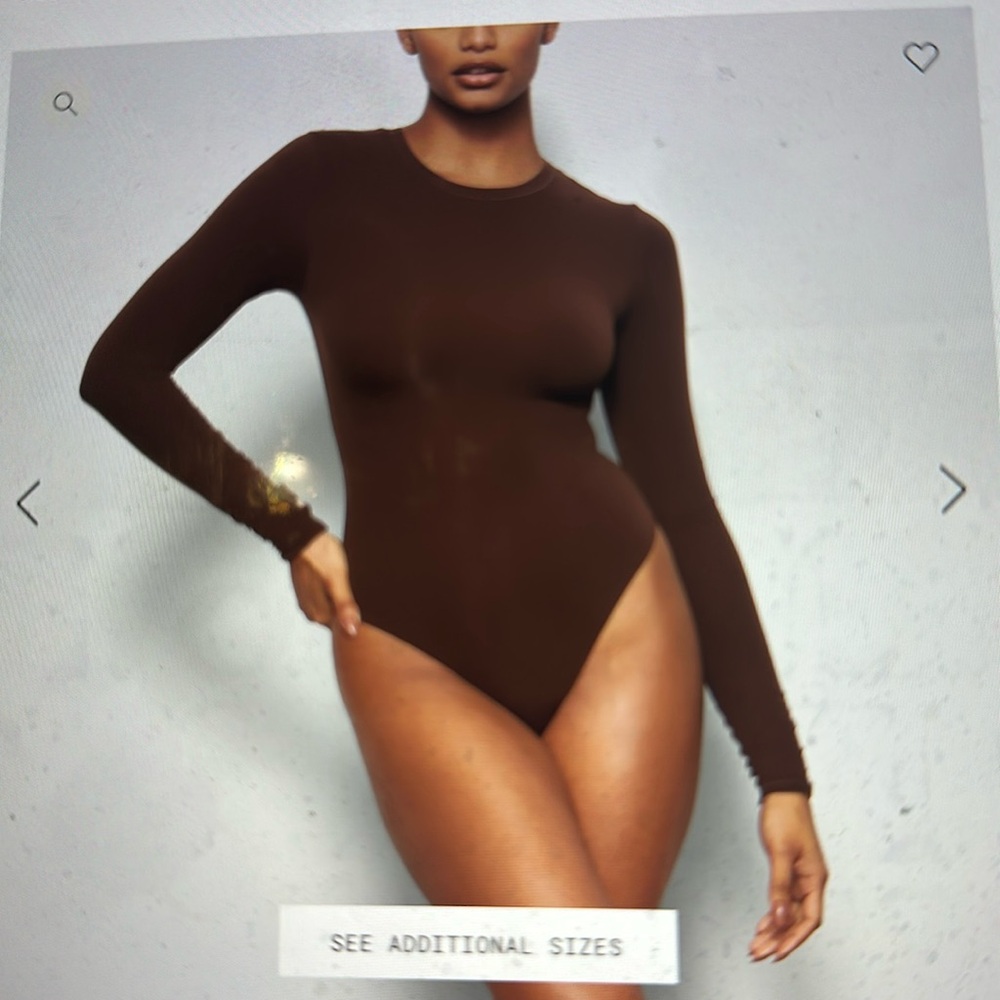 Skims Long Sleeve Crew Bodysuit Cocoa